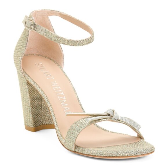 NEW STUART WEITZMAN Made In Spain Leather Nearly Nude Bow Sandals 1225 8t4 - Picture 1 of 5